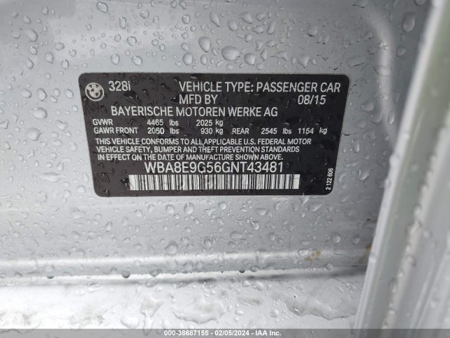 BMW 328I 2016 WBA8E9G56GNT43481 Image 9