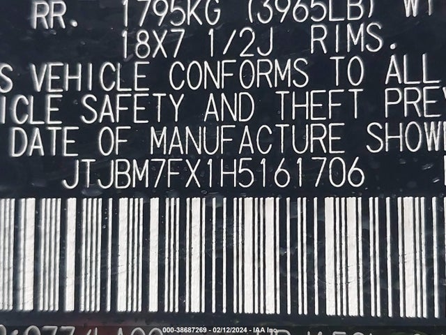JTJBM7FX1H5161706 Lexus 460