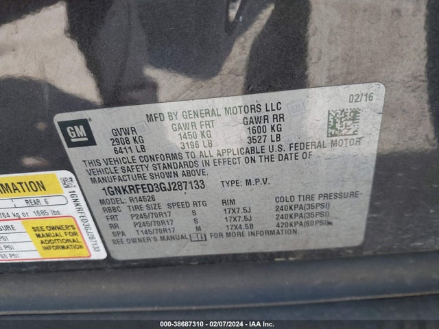 Chevrolet Traverse Ls 2016 1GNKRFED3GJ287133 Image 9