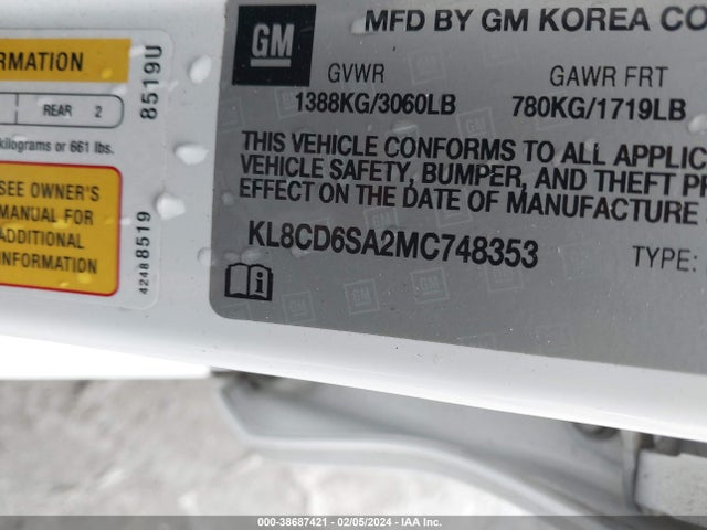 Chevrolet Spark Fwd 1lt Automatic 2021 KL8CD6SA2MC748353 Image 9