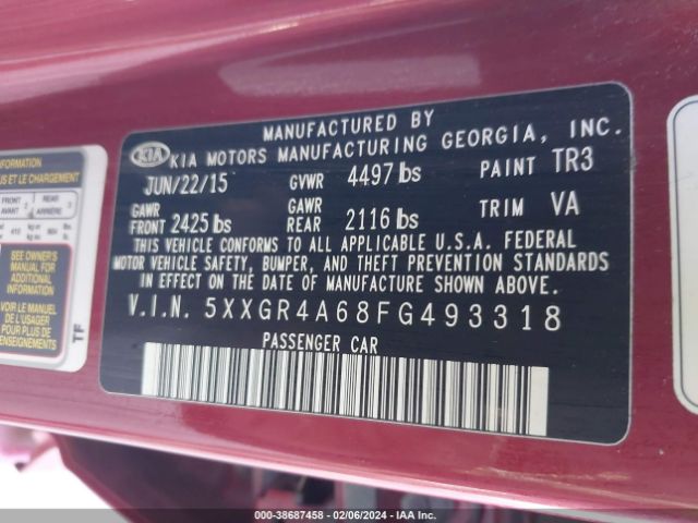 5XXGR4A68FG493318 KIA Optima Sx Turbo