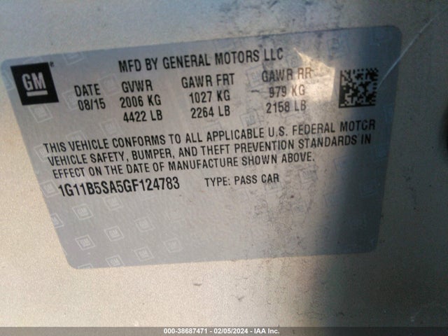 Chevrolet Malibu Limited Ls 2016 1G11B5SA5GF124783 Image 9