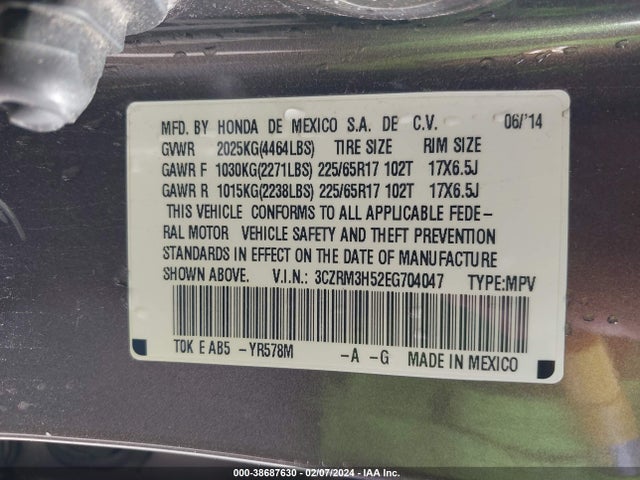 Honda CR-V EX 2014 3CZRM3H52EG704047 Image 9