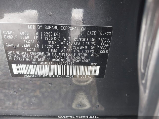 Subaru Outback Touring 2024 4S4BTAPC8R3126460 Image 9