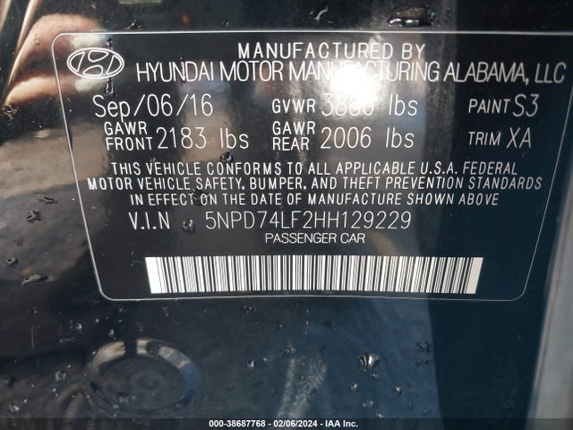 Hyundai ELANTRA SE 2017 5NPD74LF2HH129229 Image 9