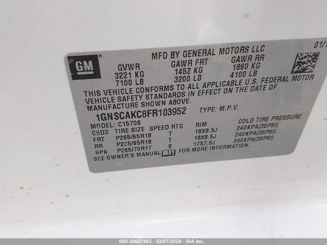 Chevrolet Tahoe Ls 2015 1GNSCAKC8FR103952 Image 9