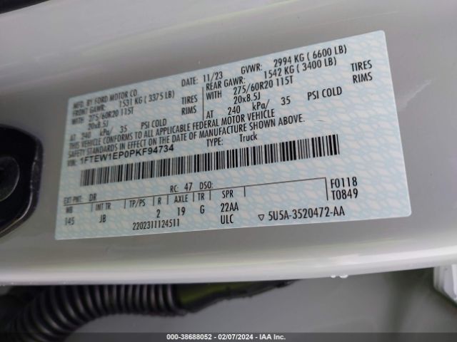 1FTEW1EP0PKF94734 Ford F-150 Xl