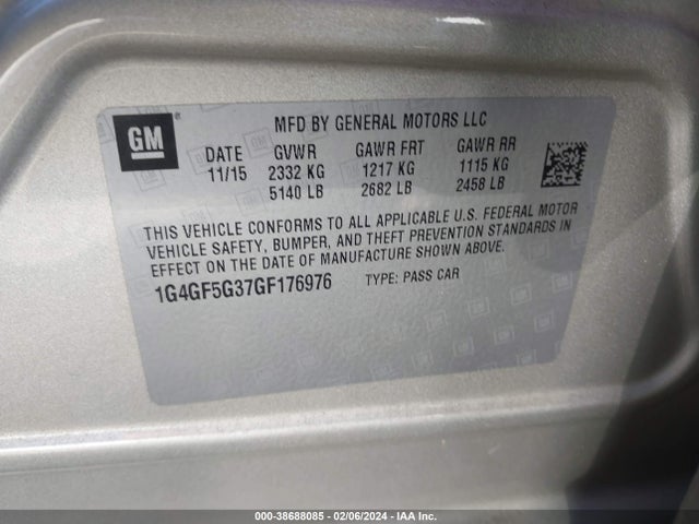 1G4GF5G37GF176976 Buick Lacrosse Premium Ii