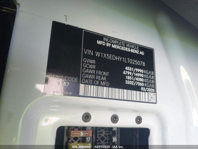 W1X5EDHY1LT025078 Mercedes-Benz Sprinter 3500 High Roof V6