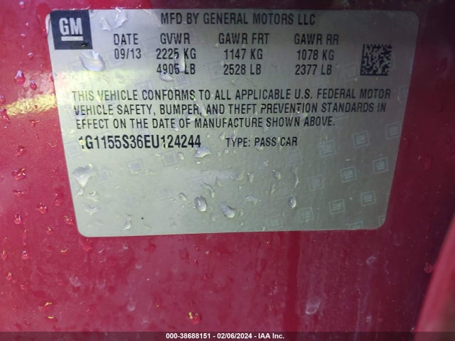 Chevrolet IMPALA 2LZ 2014 1G1155S36EU124244 Image 9