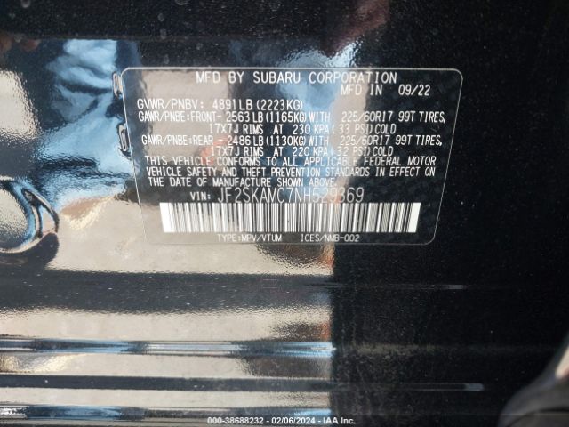 JF2SKAMC7NH529369 Subaru Forester Wilderness