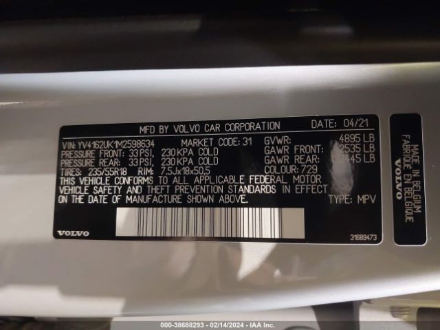 2021 VOLVO XC40 YV4162UK1M2598634 Photo 8