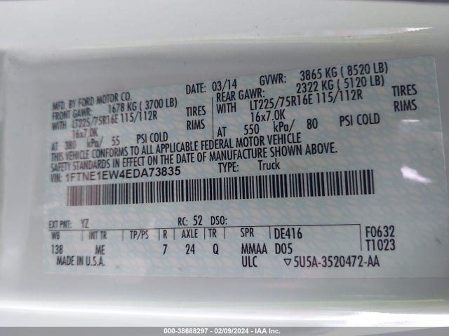 Ford E-150 Commercial 2014 1FTNE1EW4EDA73835 Image 9