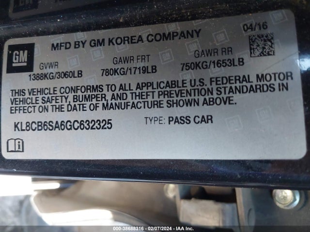 Chevrolet Spark Ls Cvt 2016 KL8CB6SA6GC632325 Image 9