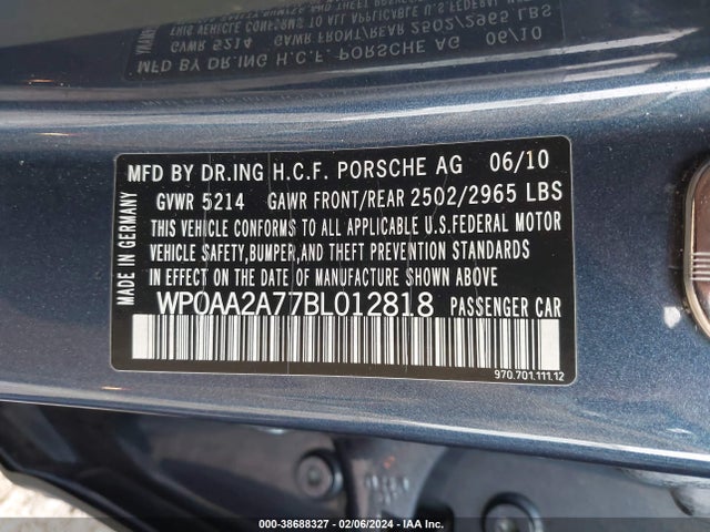 2011 PORSCHE PANAMERA WP0AA2A77BL012818 Photo 8