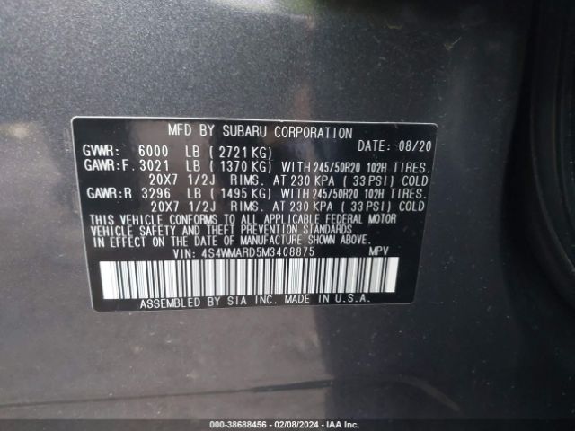 4S4WMARD5M3408875 Subaru Ascent Touring