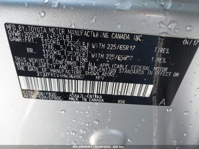 Toyota RAV4 LE 2017 2T3ZFREV4HW368607 Image 9