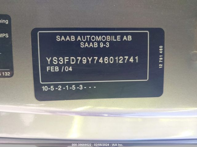 2004 SAAB 9-3 YS3FD79Y746012741 Photo 8