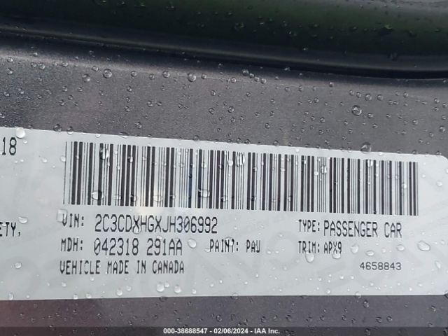 2C3CDXHGXJH306992 Dodge Charger Sxt Plus Rwd