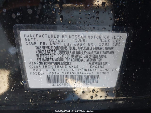 Nissan Kicks Sv Xtronic Cvt 2023 3N1CP5CV9PL540363 Image 9