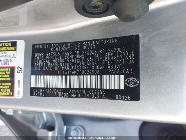 Toyota CAMRY SE 2023 4T1G11AK7PU822598 Image 9