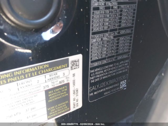 SALYJ2EX3MA315367 Land Rover Range Rover Velar P250 S