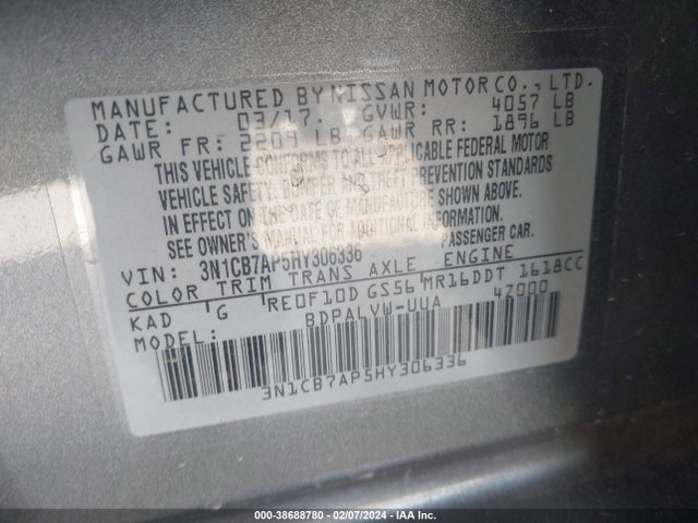Nissan Sentra Nismo 2017 3N1CB7AP5HY306336 Image 9
