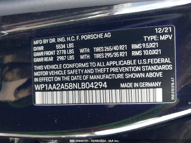 2022 PORSCHE MACAN WP1AA2A58NLB04294 Photo 8