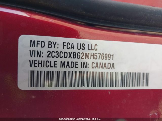 2C3CDXBG2MH576991 Dodge Charger Sxt Rwd