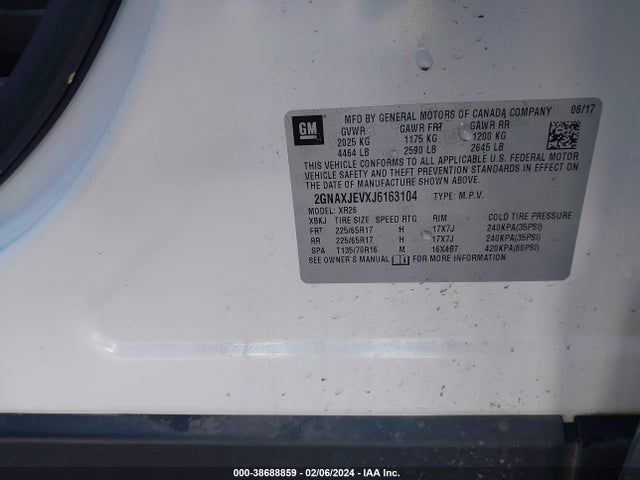 Chevrolet EQUINOX LT 2018 2GNAXJEVXJ6163104 Image 9