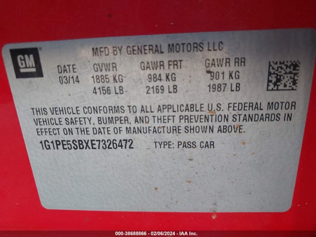Chevrolet Cruze 2lt Auto 2014 1G1PE5SBXE7326472 Image 9