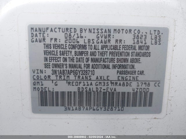 Nissan SENTRA SV 2016 3N1AB7AP6GY328710 Image 9
