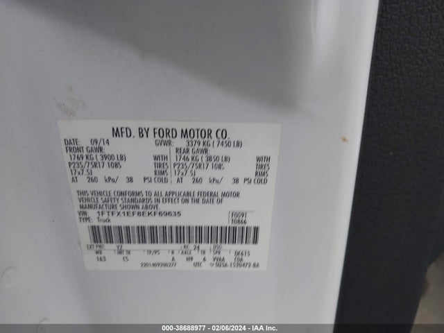 Ford F-150 Xl 2014 1FTFX1EF8EKF69635 Image 9