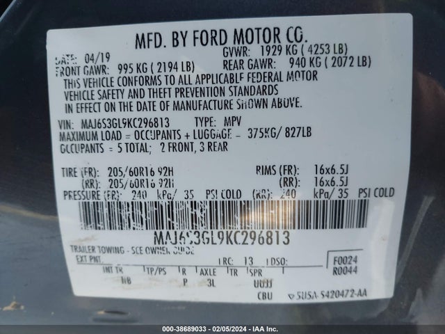 Ford Ecosport Se 2019 MAJ6S3GL9KC296813 Image 9