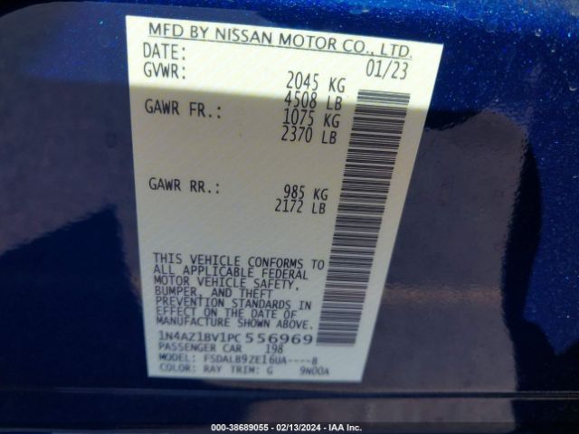 1N4AZ1BV1PC556969 Nissan Leaf S 40 Kwh