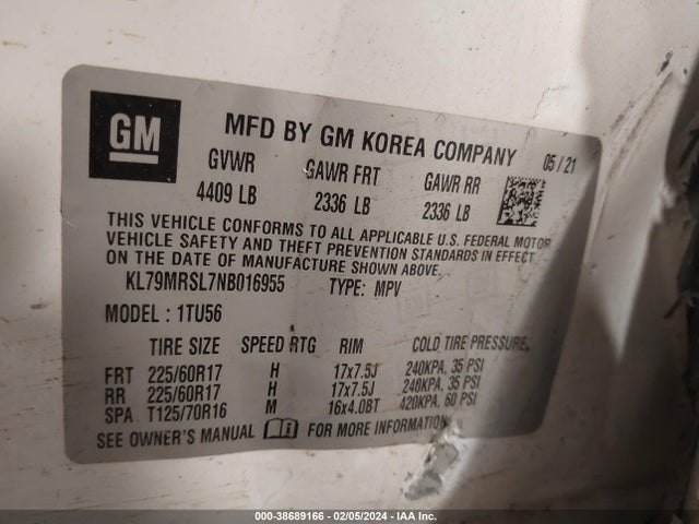 Chevrolet Trailblazer Awd Lt 2022 KL79MRSL7NB016955 Image 9