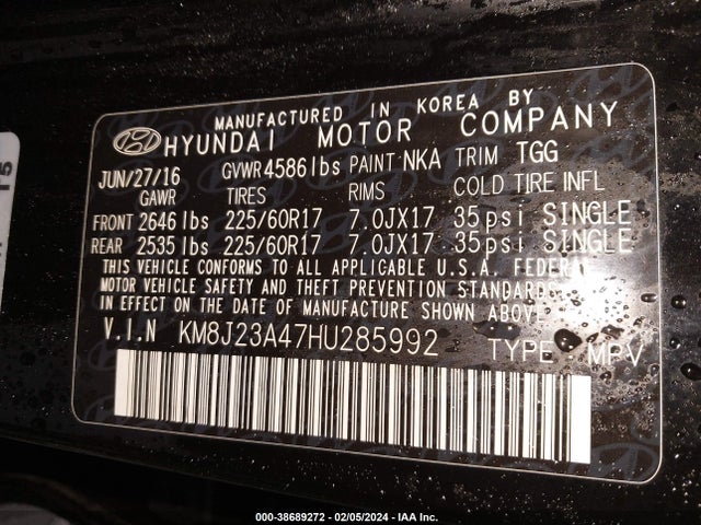 Hyundai TUCSON SE 2017 KM8J23A47HU285992 Image 9