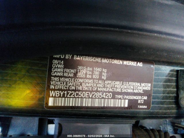 WBY1Z2C50EV285420 BMW I3