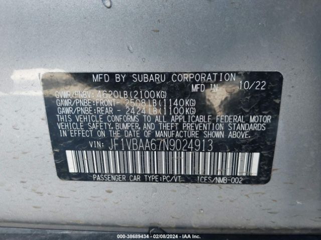 JF1VBAA67N9024913 Subaru WRX