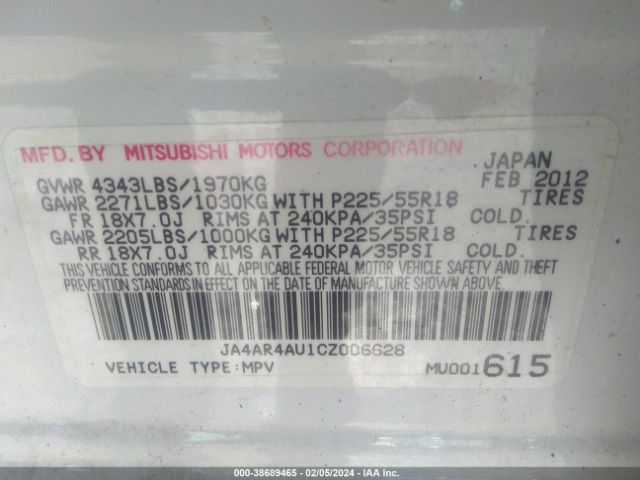 2012 MITSUBISHI OUTLANDER SPORT JA4AR4AU1CZ006628 Photo 8