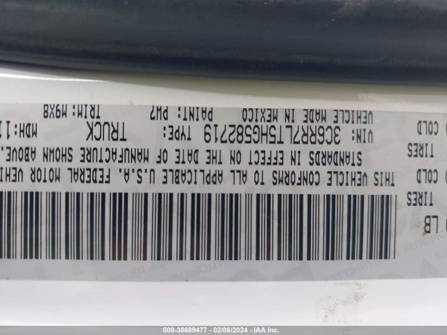 3C6RR7LT5HG582719 RAM 1500 Big Horn  4x4 5'7 Box