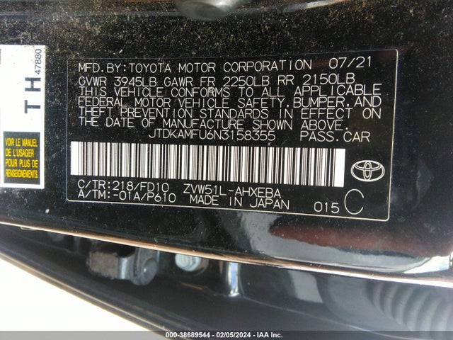 Toyota Prius Le 2022 JTDKAMFU6N3158355 Image 9