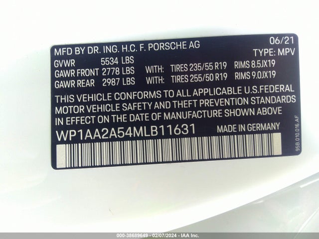 2021 PORSCHE MACAN WP1AA2A54MLB11631 Photo 8
