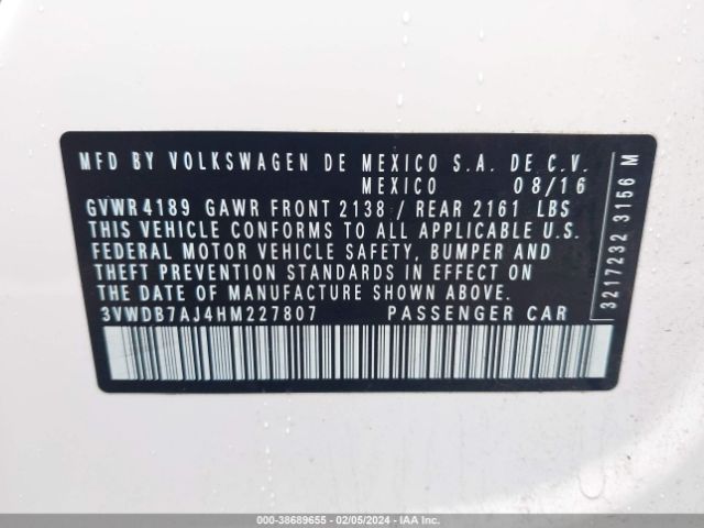 3VWDB7AJ4HM227807 Volkswagen Jetta 1.4t Se