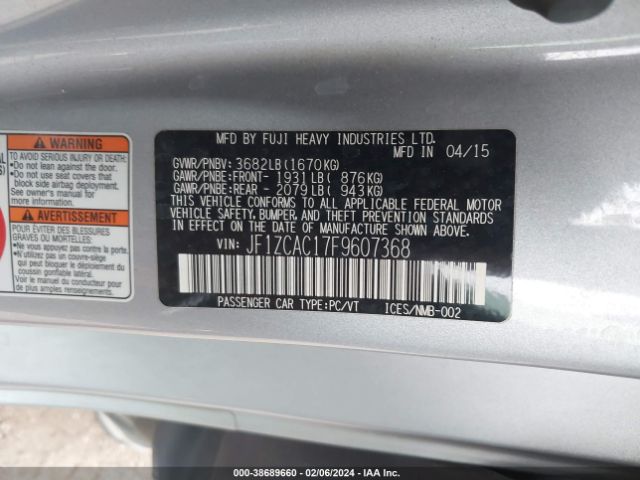JF1ZCAC17F9607368 Subaru Brz Limited