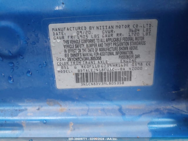 Nissan Versa S Xtronic Cvt 2021 3N1CN8DV3ML805358 Image 9