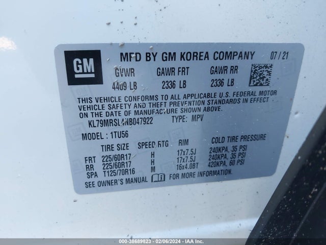 Chevrolet Trailblazer Awd Lt 2022 KL79MRSL4NB047922 Image 9