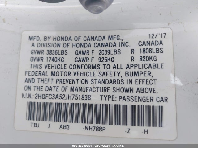Honda CIVIC SI 2018 2HGFC3A52JH751838 Image 9