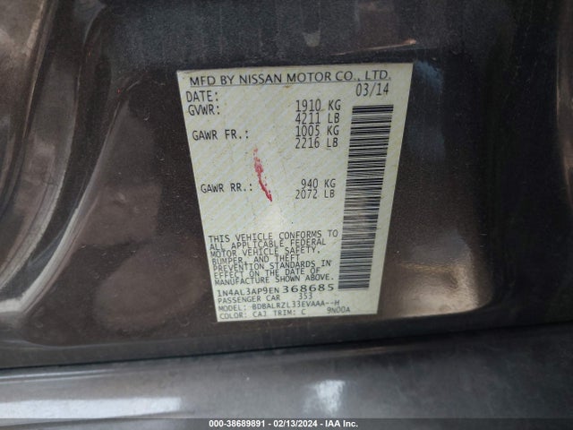 Nissan Altima 2.5 S 2014 1N4AL3AP9EN368685 Image 9