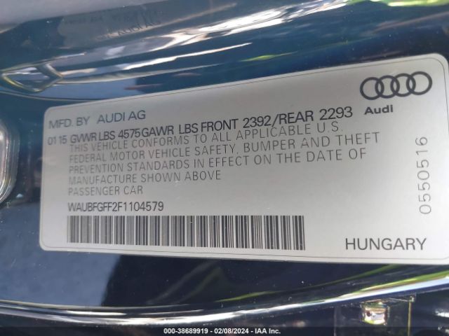 WAUBFGFF2F1104579 Audi A3 2.0t Premium